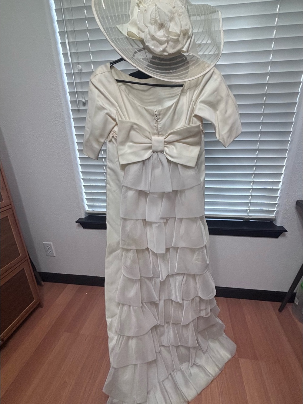 Vintage Lorrie Deb Wedding Gown with Tiered Ruffles & Bridal Hat